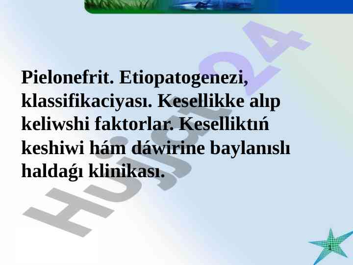 Pielonefrit etiopatogenezi hám klassifikaciyasi