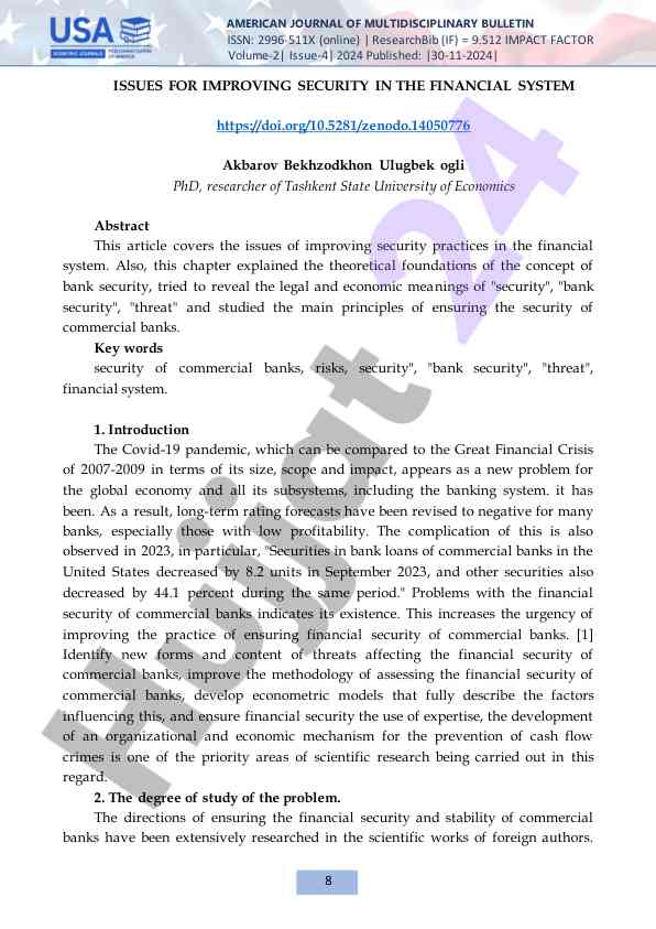 Improving security practices in the financial system