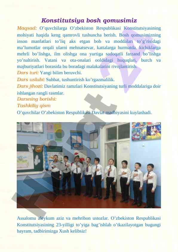 O‘zbekiston respublikasi konstitutsiyasi bosh qomusi