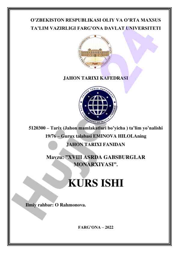 Xviii asrda gabsburglar monarxiyasi tahlili