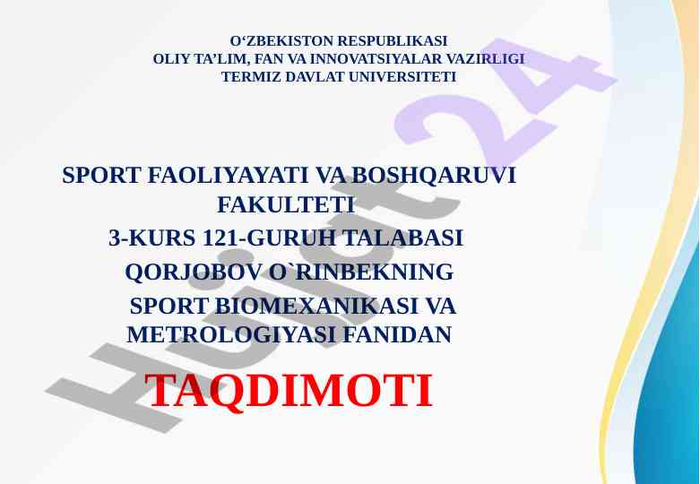 Sport biomexanikasi obyekti, maqsadi va vazifalari