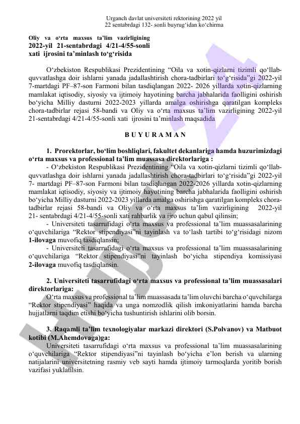 Oila va xotin-qizlarni qo‘llab-quvvatlash rejalari