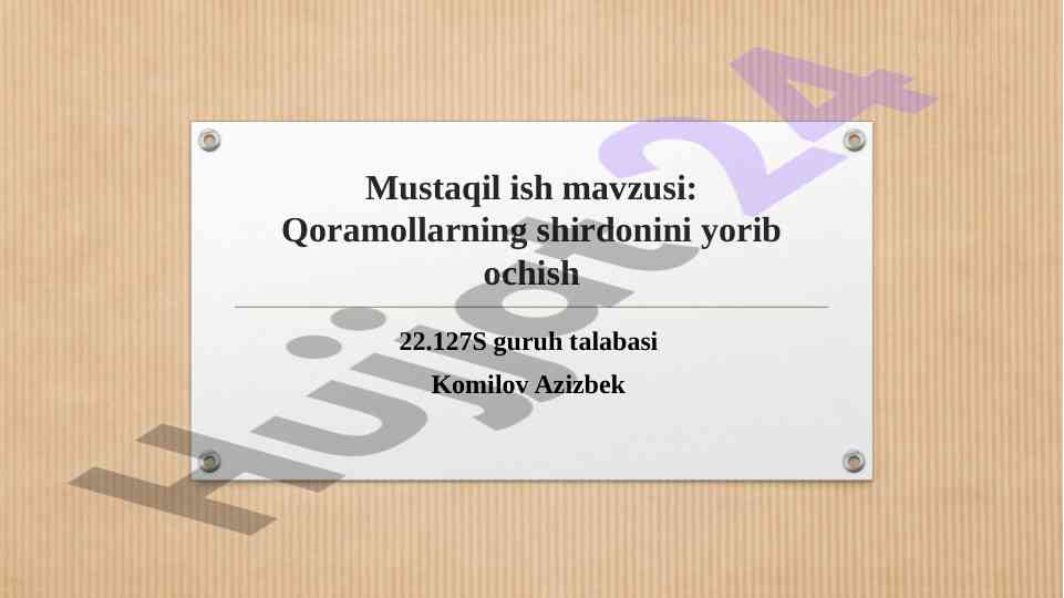 Qoramollarning shirdonini yorib ochish