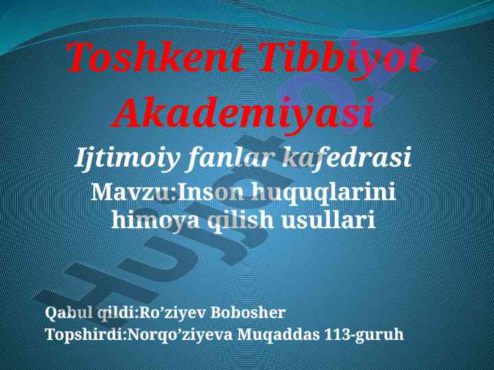 Inson huquqlarini himoya qilish usullari tahlili