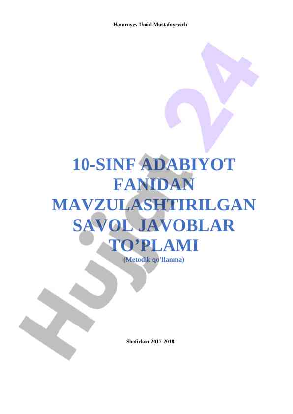 Mumtoz adabiyotning asosiy xususiyatlari