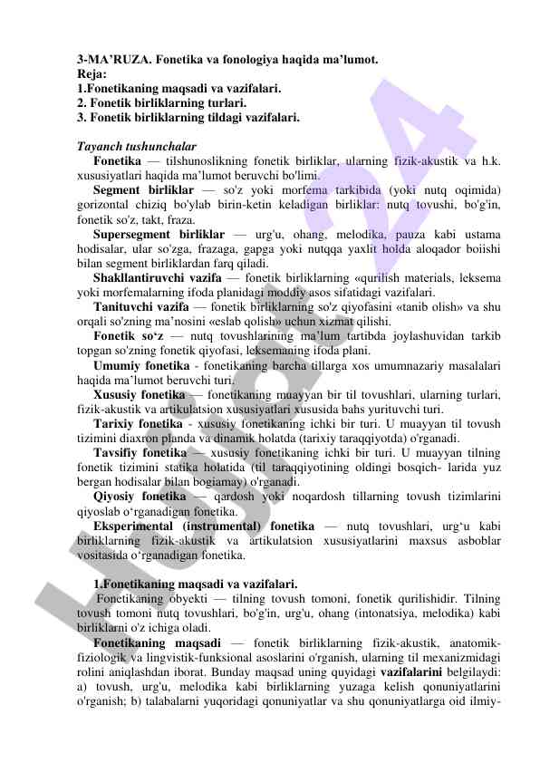 Fonetik va fonologiya haqida ma'lumotlar