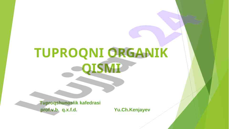 Tuproqni organik qismi o‘quv soatlari hajmi