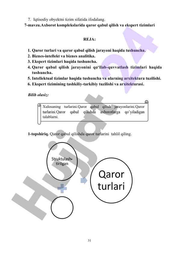Qaror qabul qilish jarayoni va ekspert tizimlari