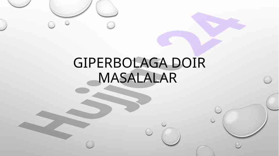 Giperbola harakteristikasi va maxsus masalalar