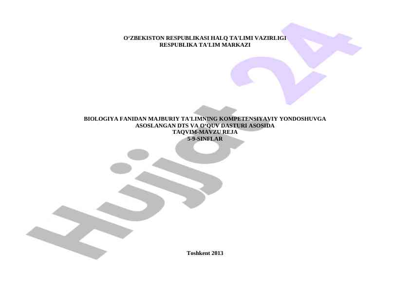 Biologiya fanidan majburiy ta'lim dasturi