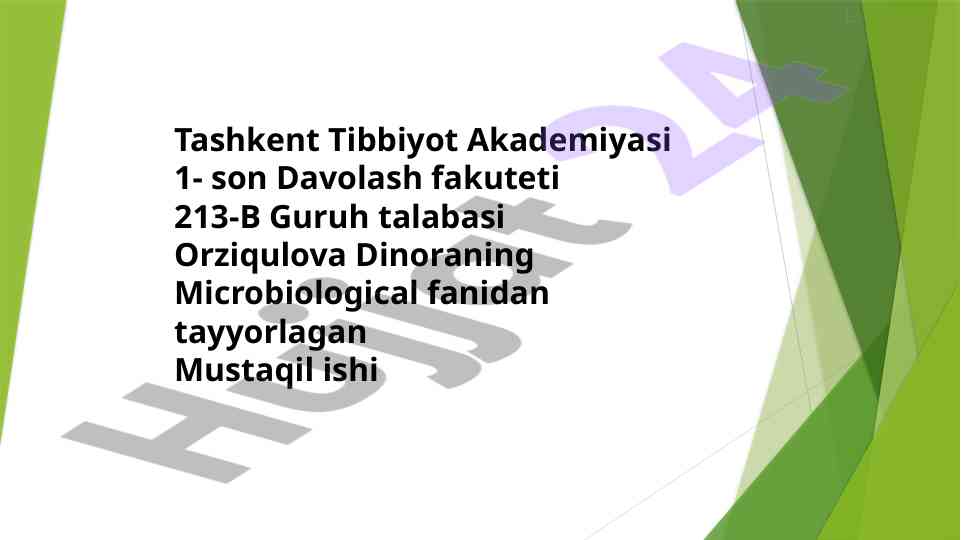 Bakteriyalarni berji aniqlagichi tahlili