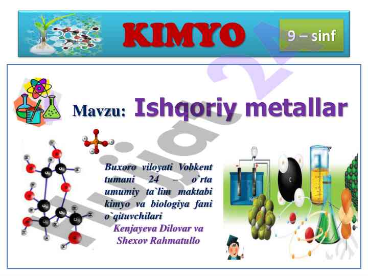 Ishqoriy metallarning kimyoviy xossalari