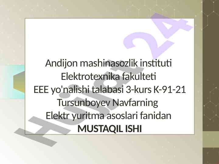 Asinxron mashinaning energetik diagrammasi tahlili