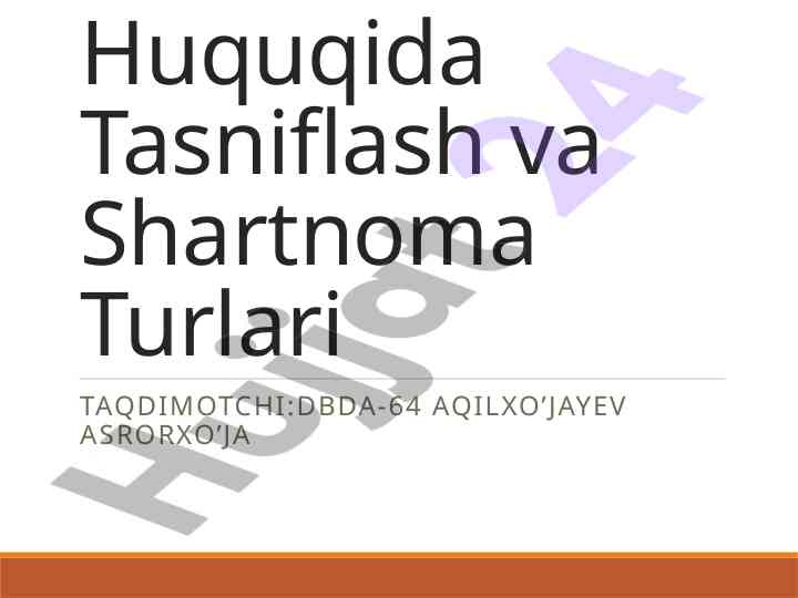 Islom huquqi tasniflash va shartnoma turlari