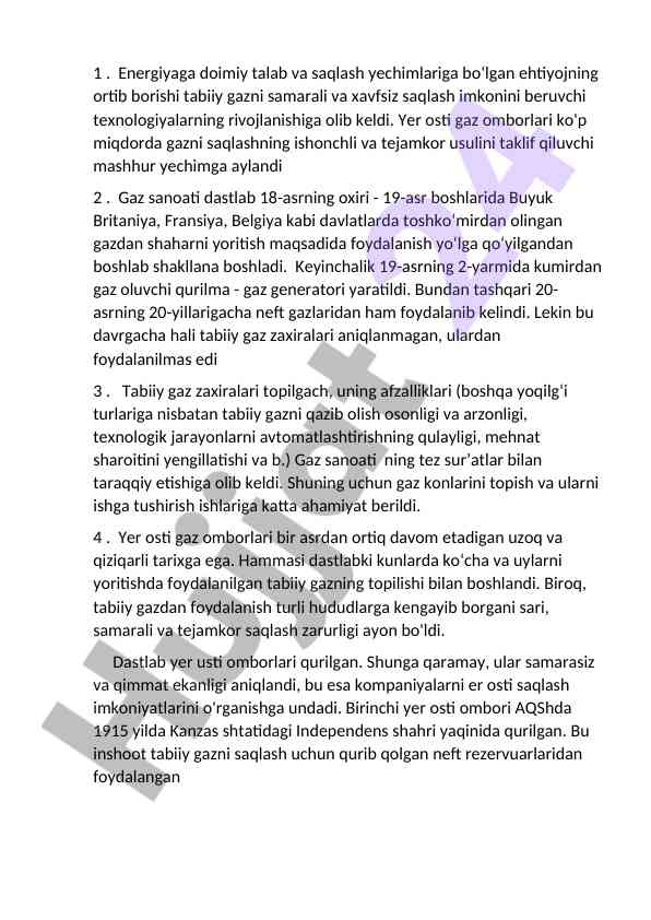 Tabiiy gaz sanoati rivojlanishi va innovatsiyalar