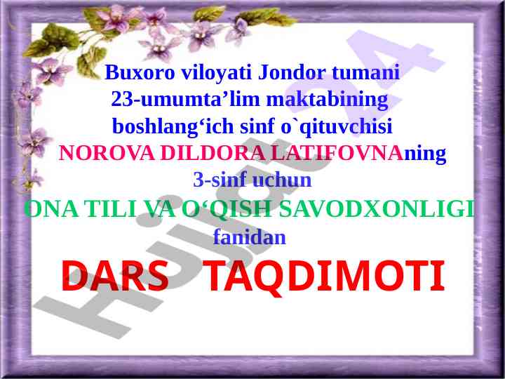 Ilk jamoat transporti dars taqdimoti