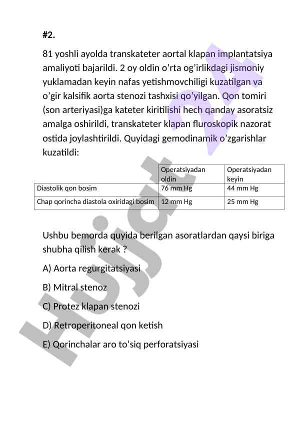Transkateter aortal klapan implantatsiyasi amaliyoti