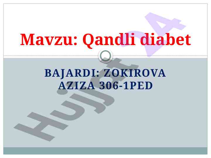 Qandli diabet va unging tasnifi