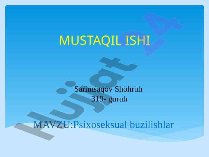 Parafiliya va psixoseksual buzilishlar tahlili