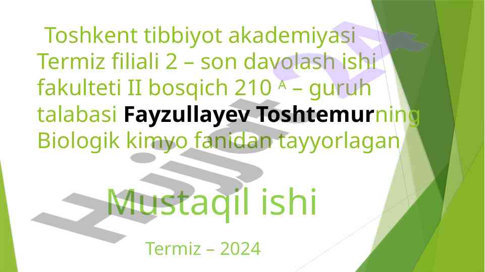 Oqsil biosintezi ingibitorlari va genlar ta’siri