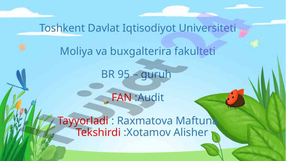 Audit xulosasi: auditorlik hisobotining tarkibi