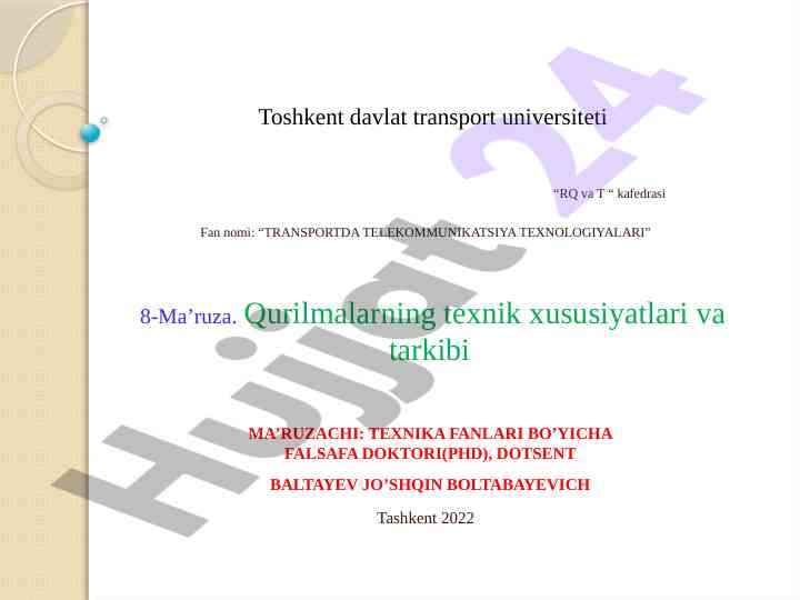Transportda telekommunikatsiya texnologiyalari tahlili