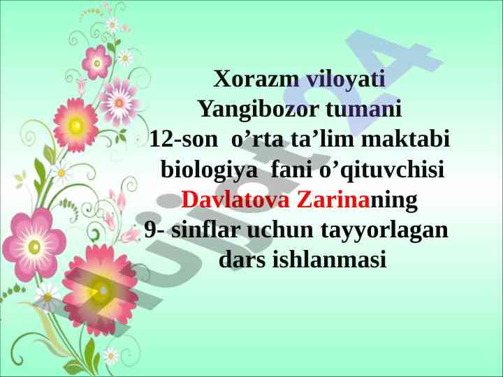 Mutatsion o'zgaruvchanlik dars ishlanmasi