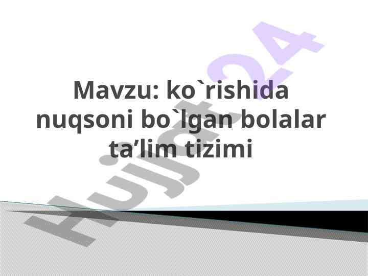 Ko'rishida nuqsoni bo'lgan bolalar ta'lim tizimi