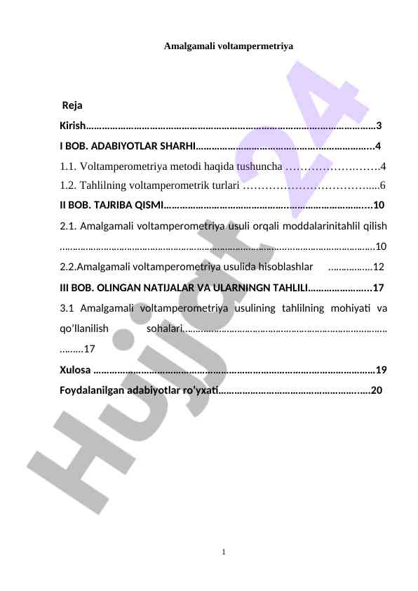 Amalgamali Voltampermetriya Tahlil Usullari