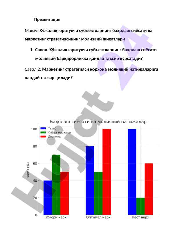 Хўжалик юритувчи субъектлар баҳолаш сиёсати