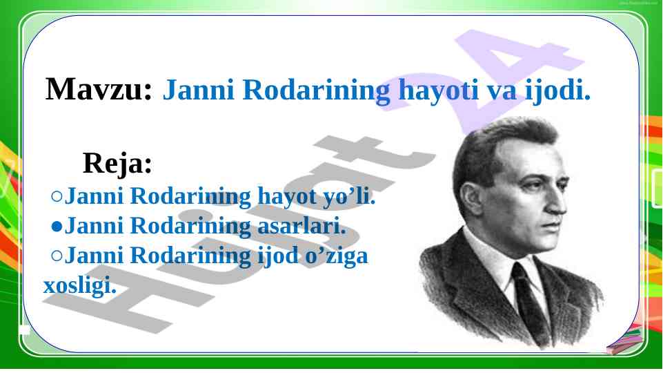 Janni rodarining hayoti va ijodi bo'yicha referat
