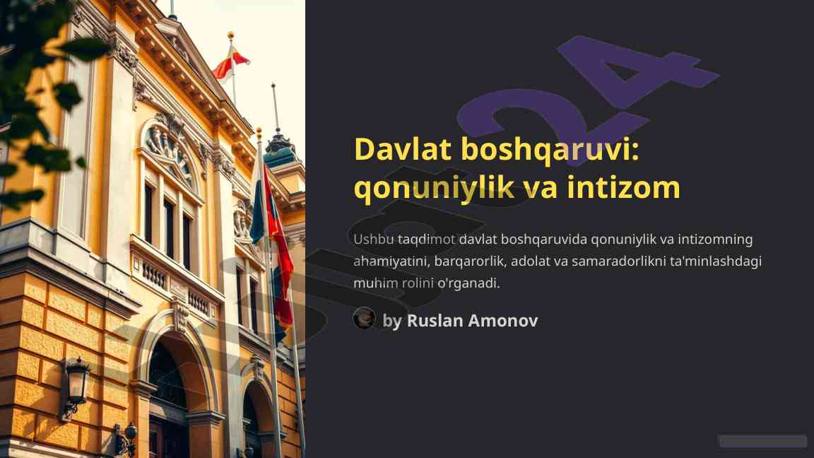 Davlat boshqaruvida qonuniylik va intizom