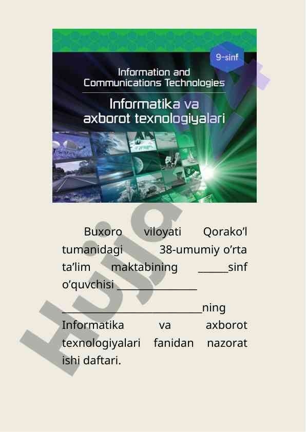 Nazorat ishlari bo'yicha informatika savollari