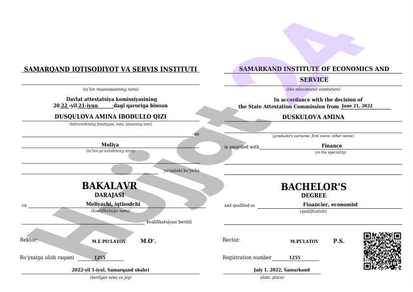 Bakalavr darajasi berish haqida qaror