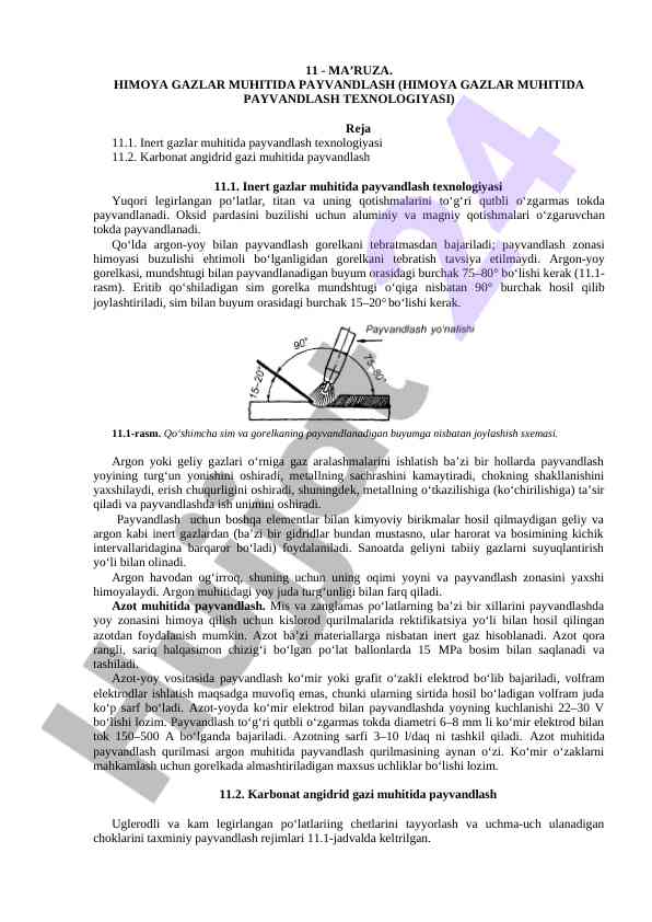 Himoya gazlar muhitida payvandlash texnologiyasi