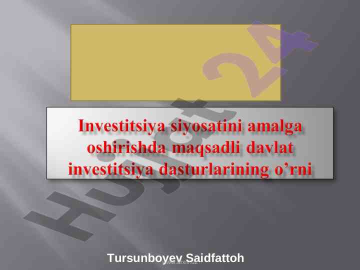 Investitsiya sohasidagi qonunchilik tahlili