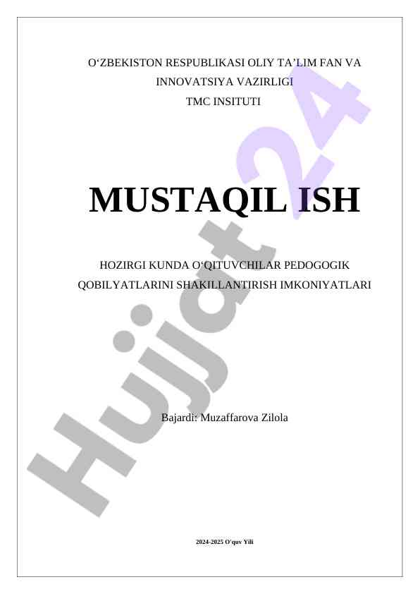 O'QITUVCHILAR PEDAGOGIK QOBILYATLARINI RIVOJLANTIRISH