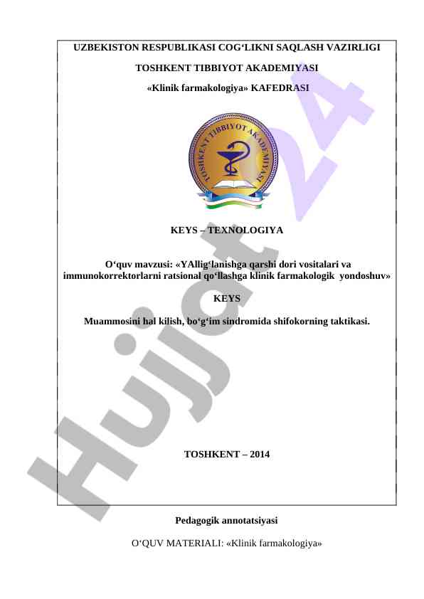 Klinik farmakologiyada dori vositalarini samarali qo‘llash