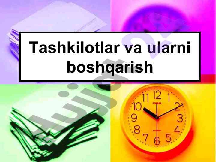 Tashkilotlar va ularni boshqarish tushunchasi