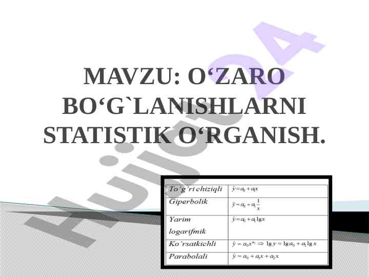 O‘zaro bog‘lanishlarni statistik o‘rganish metodlari