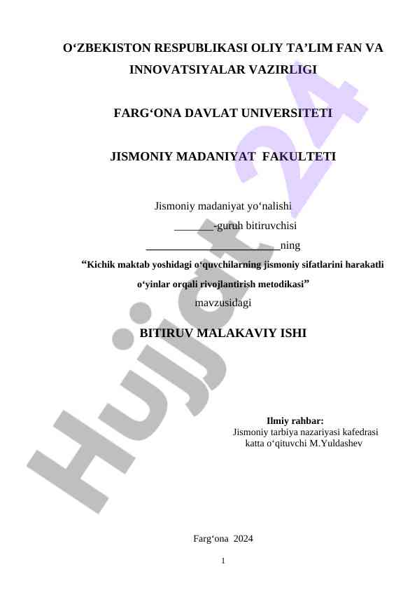 Kichik maktab yoshidagi o'quvchilarda jismoniy sifatlar