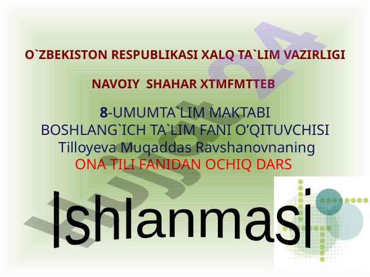 So'z turkumlari takrorlash dars ishlanmasi