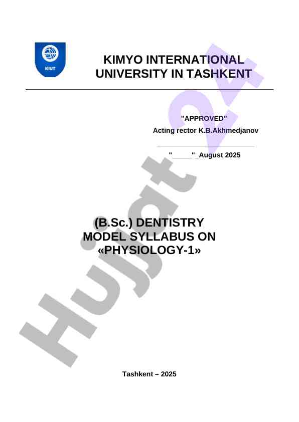 Dentistry model syllabus on physiology-1