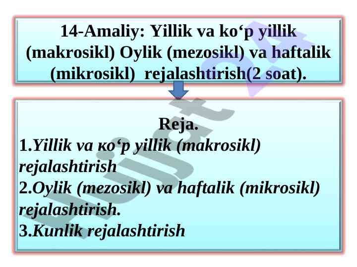 Yillik va ko‘p yillik rejalashtirish nazariyasi