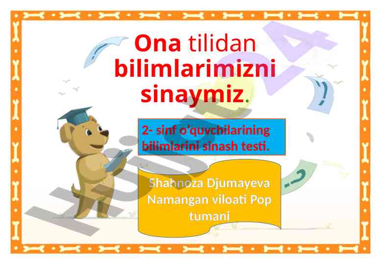 Ona tilida o‘quvchilar bilimlarini sinash testi