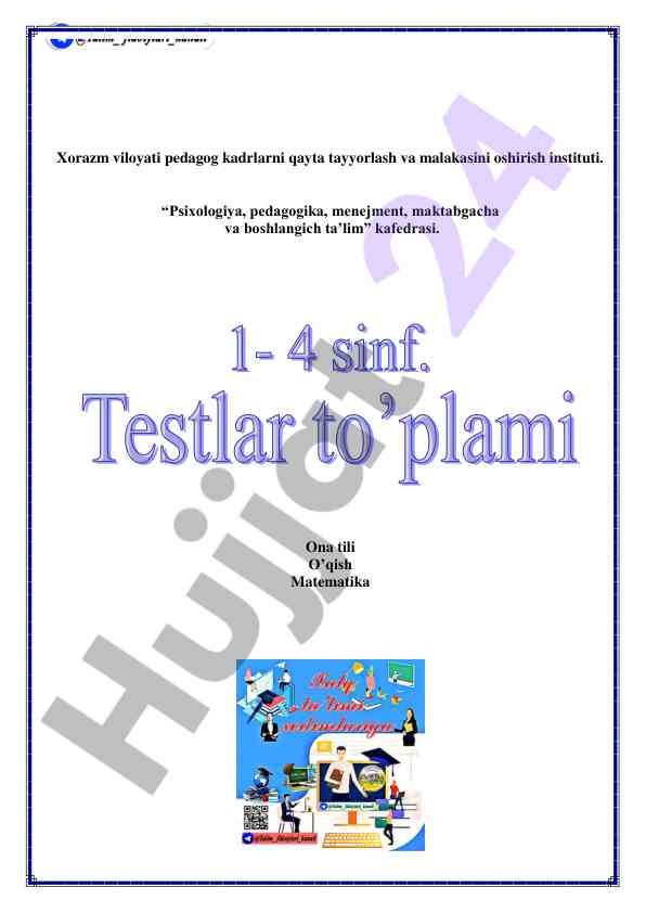 Ona tili oqish matematika 1-sinf testlari