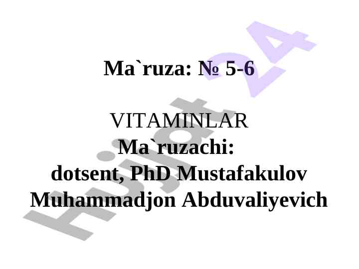 Vitaminlar haqida umumiy tushuncha