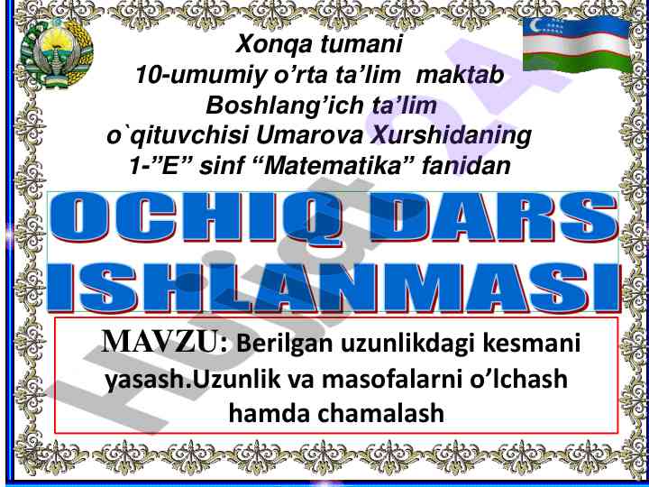Berilgan uzunlikdagi kesmani yasash va o’lchash