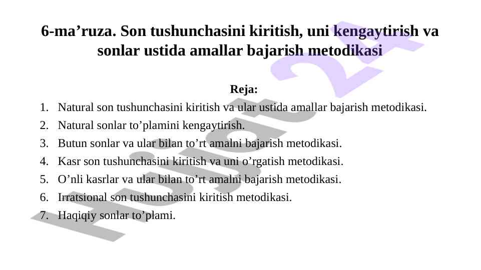 Son tushunchasi va amallarni o‘rgatish metodikasi