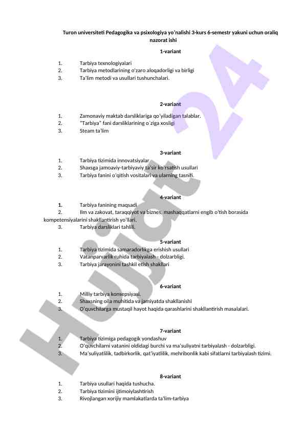 Tarbiya metodlari va texnologiyalari tahlili